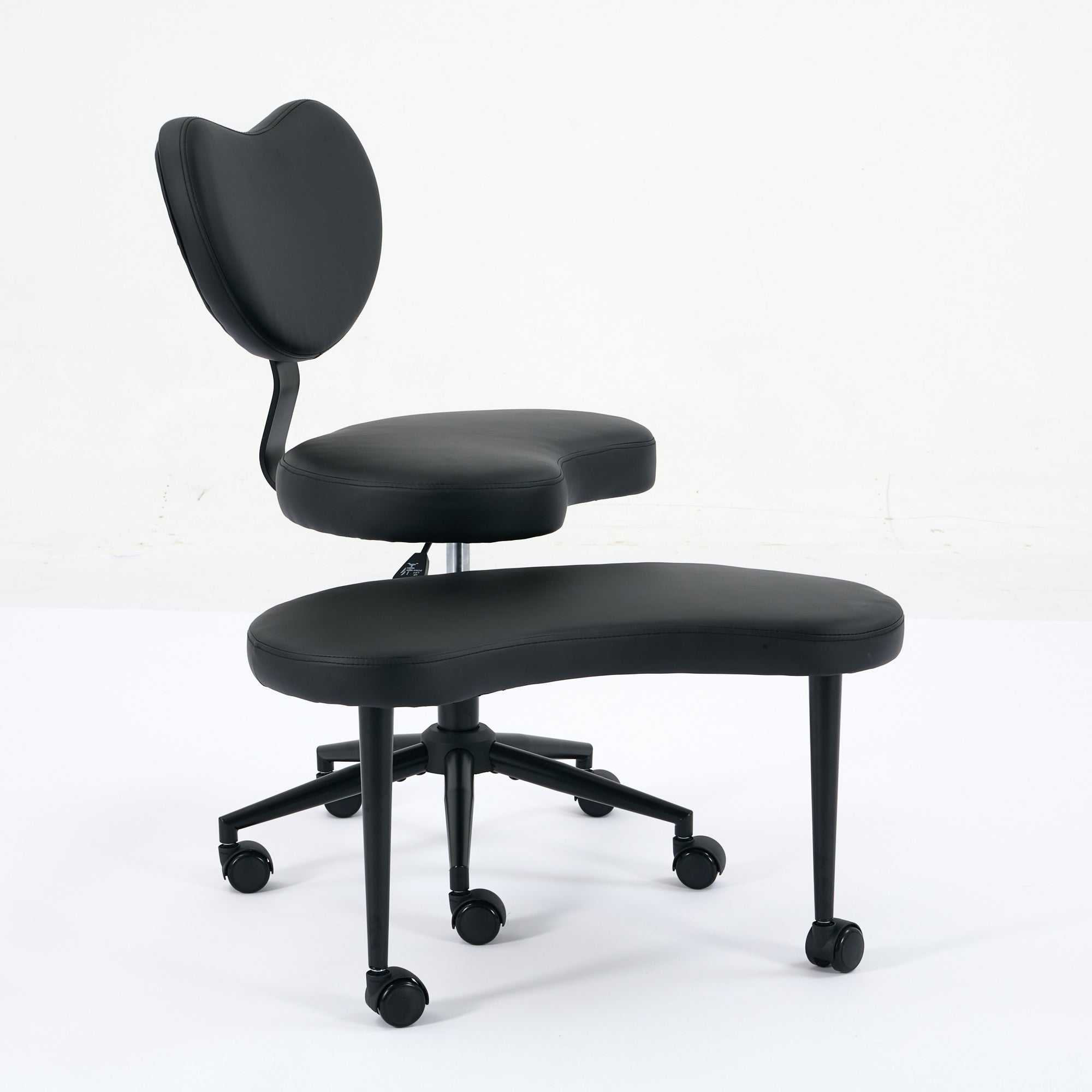 Meditation Chair Plus, Cross Legged Desk Chair with Wheels and Lumbar Support, Black PU