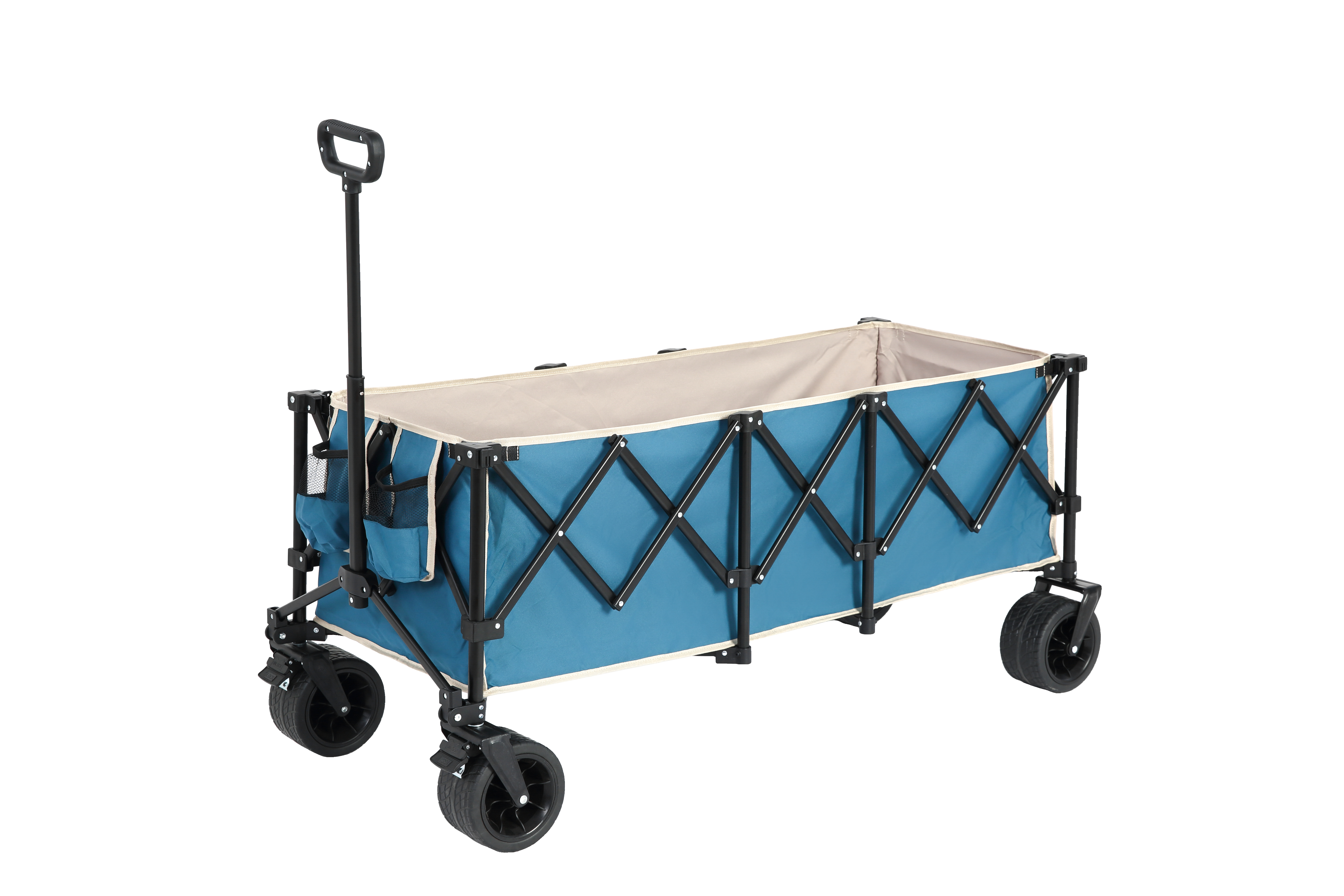 Foldable Extended Wagon, 220lbs Capacity, 300L Utility Garden Cart, All-Terrain Wheels, Blue