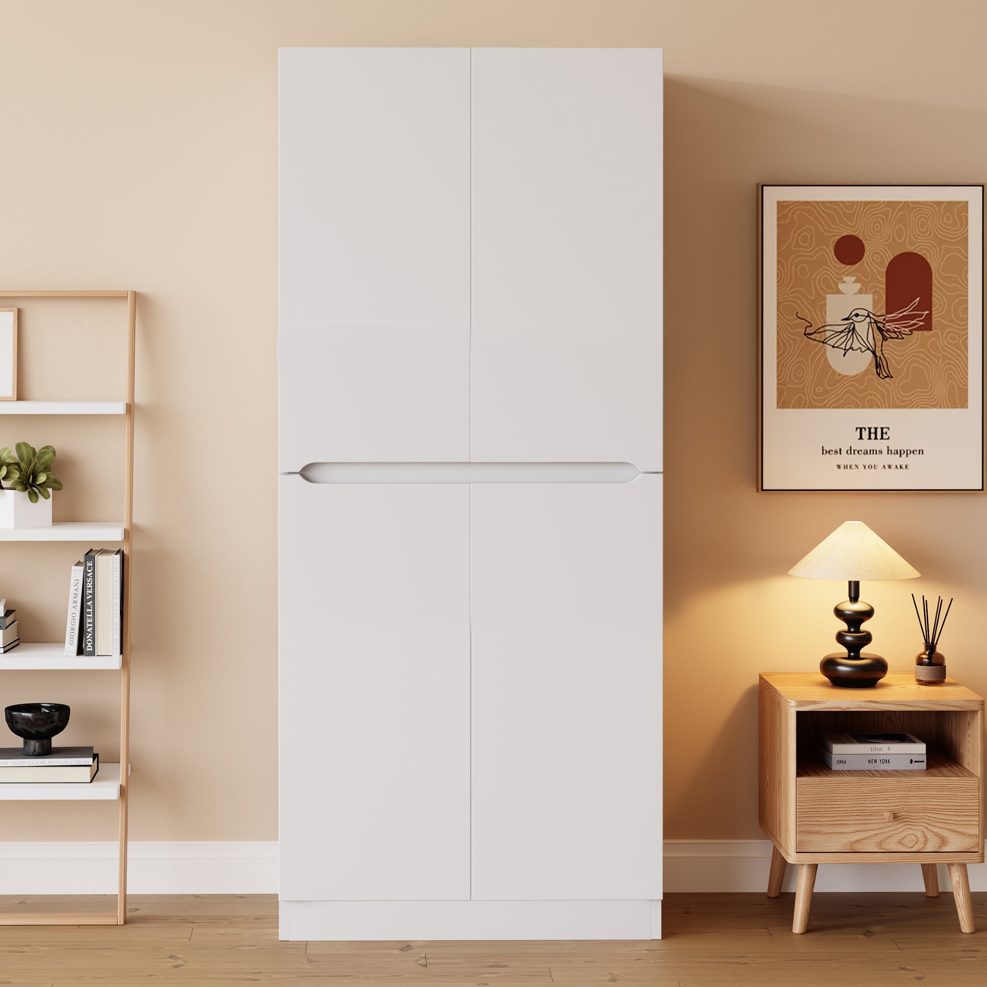 Wardrobe Double Door Storage 70x40x170cm, White