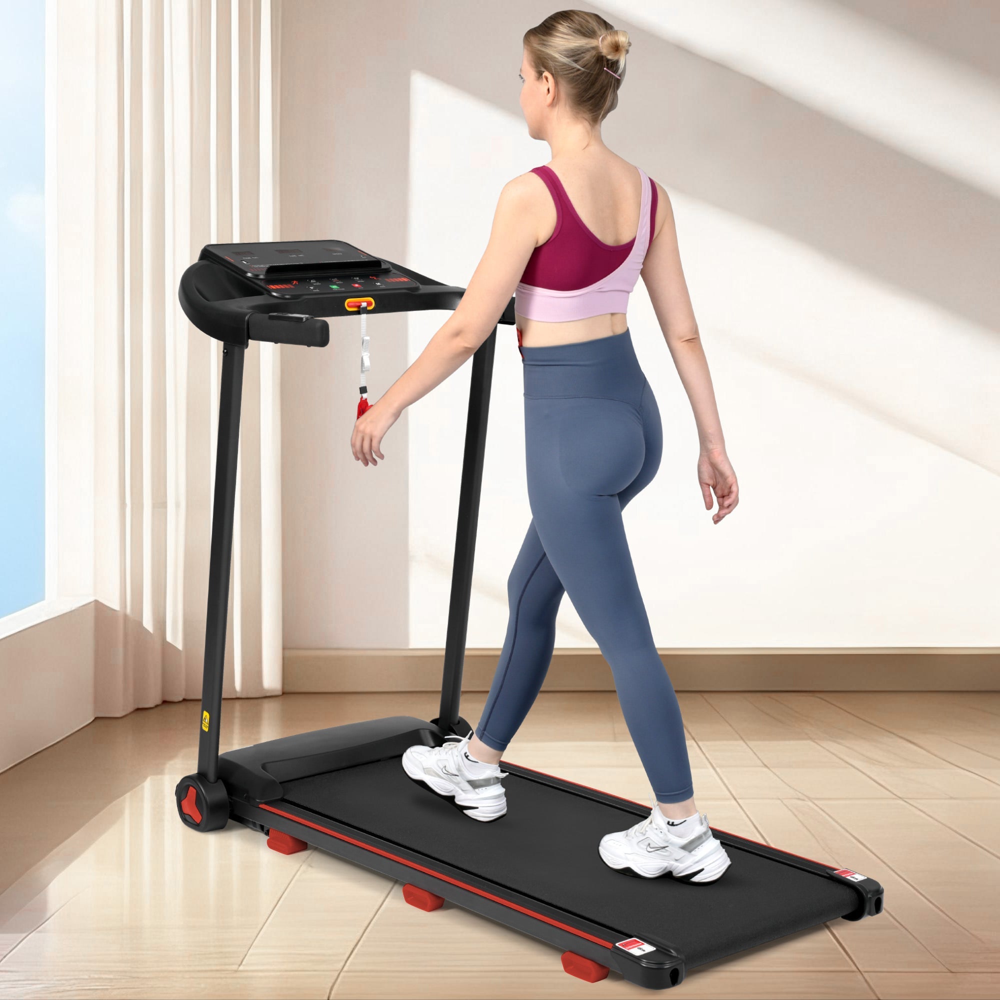 Treadmill for Home, Foldable 8% Incline 3.0 HP 120kg Max Load, Black