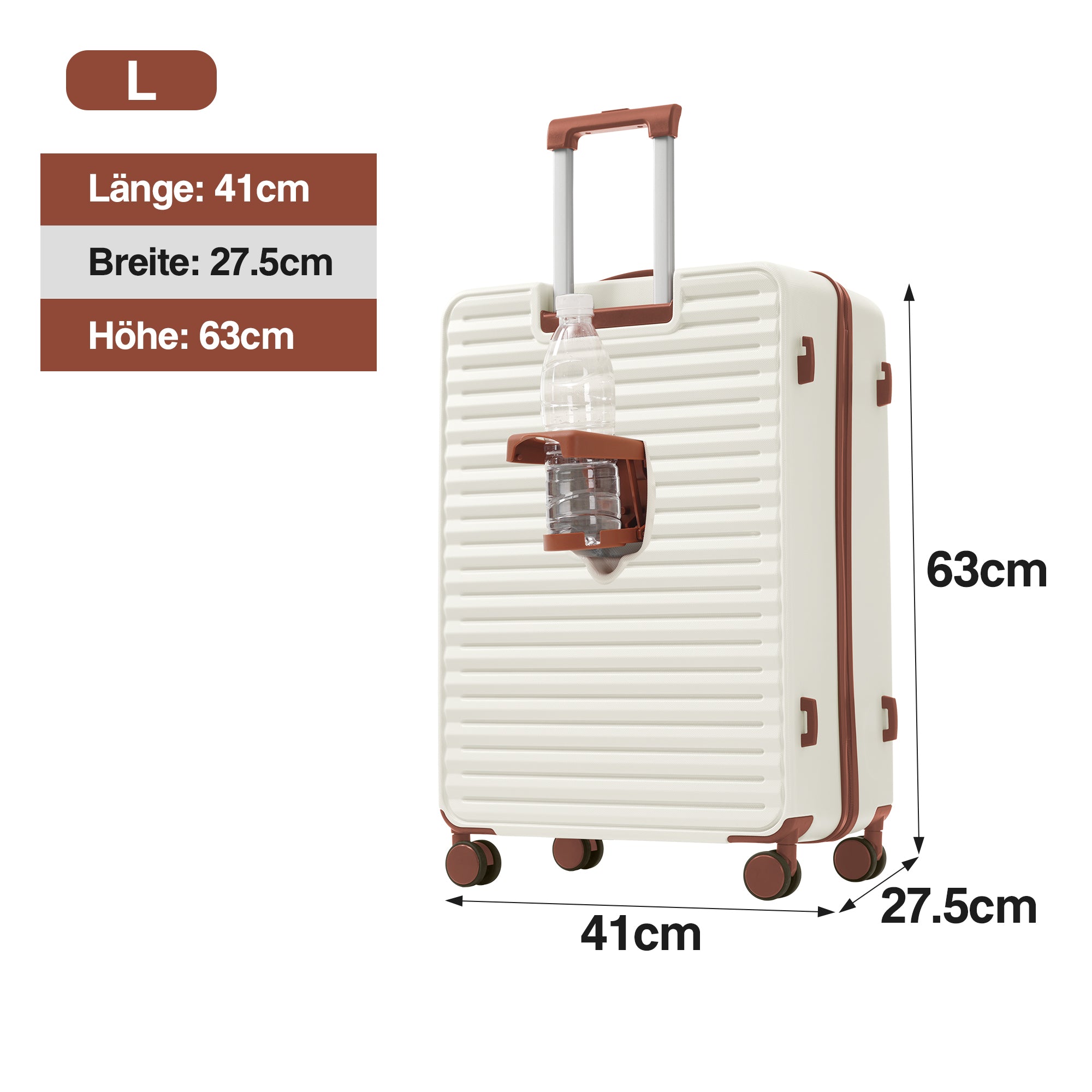 Three-piece Luggage Set - Front-Opening, Cup Holders, TSA Lock, 360° Wheels, ABS