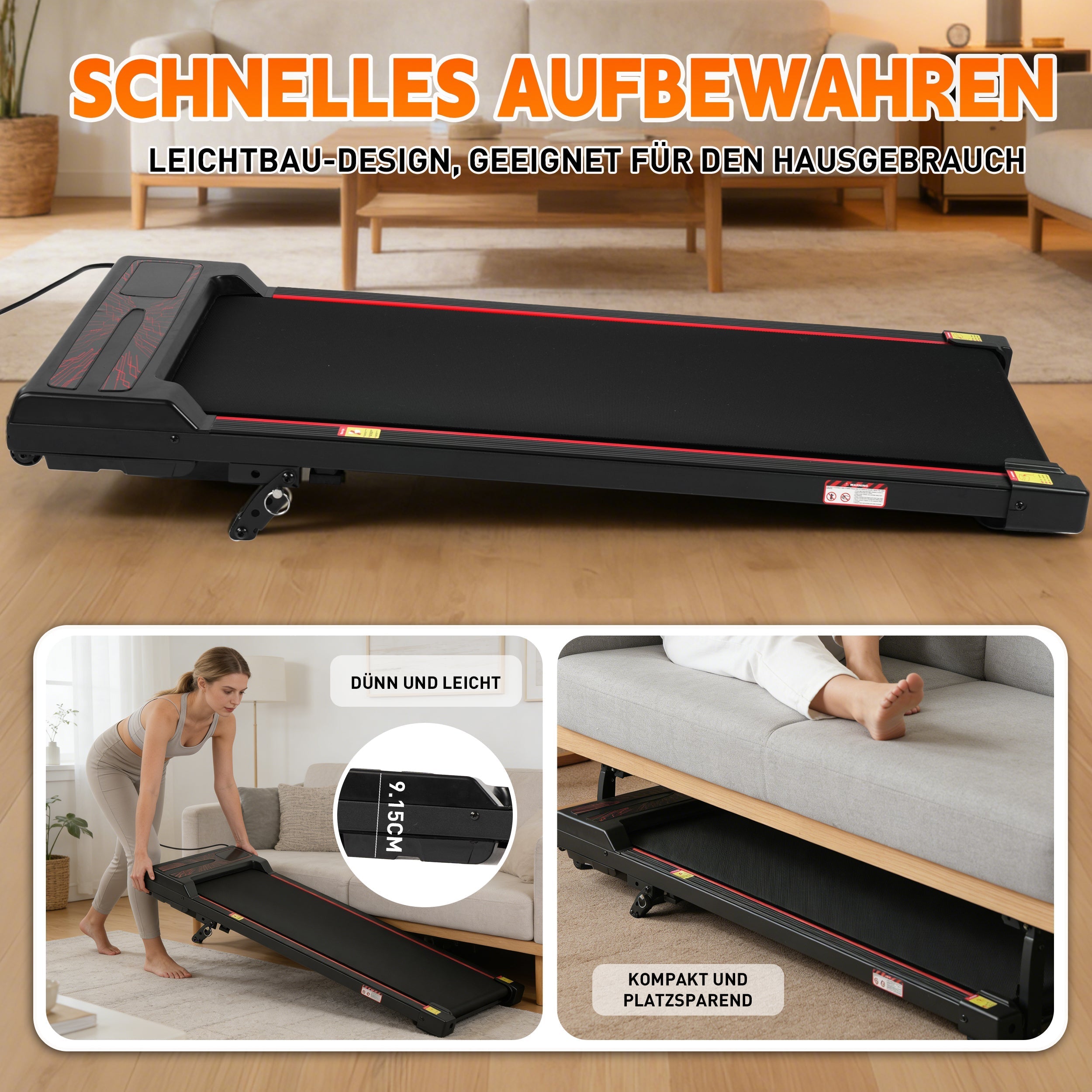 Walking Pad Treadmill with Adjustable Incline and Remote Control, 1-6 km/h 2-in-1 Portable Design, Black