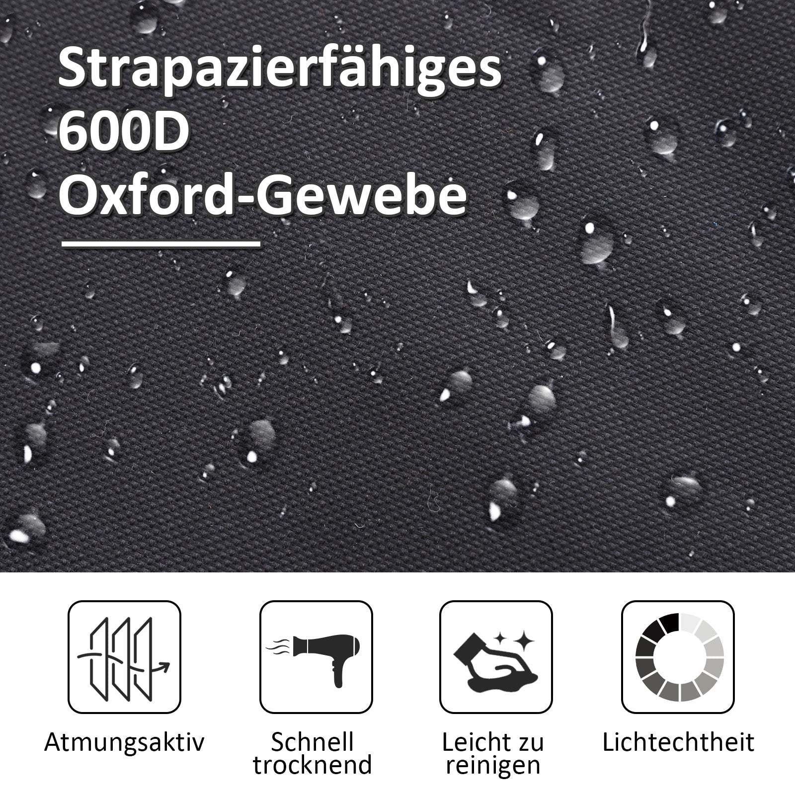 Feldbett, klappbar, 190x68x52 cm Oxford Schwarz