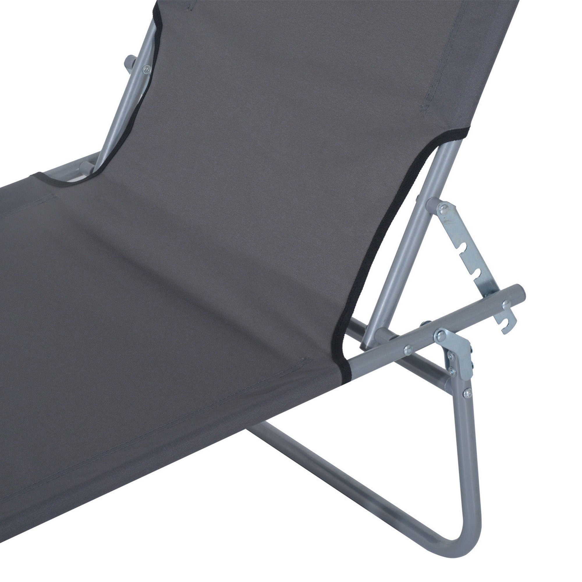 Folding Sun Lounger Deck Chair with Sunshade 187x58x36 cm, Grey