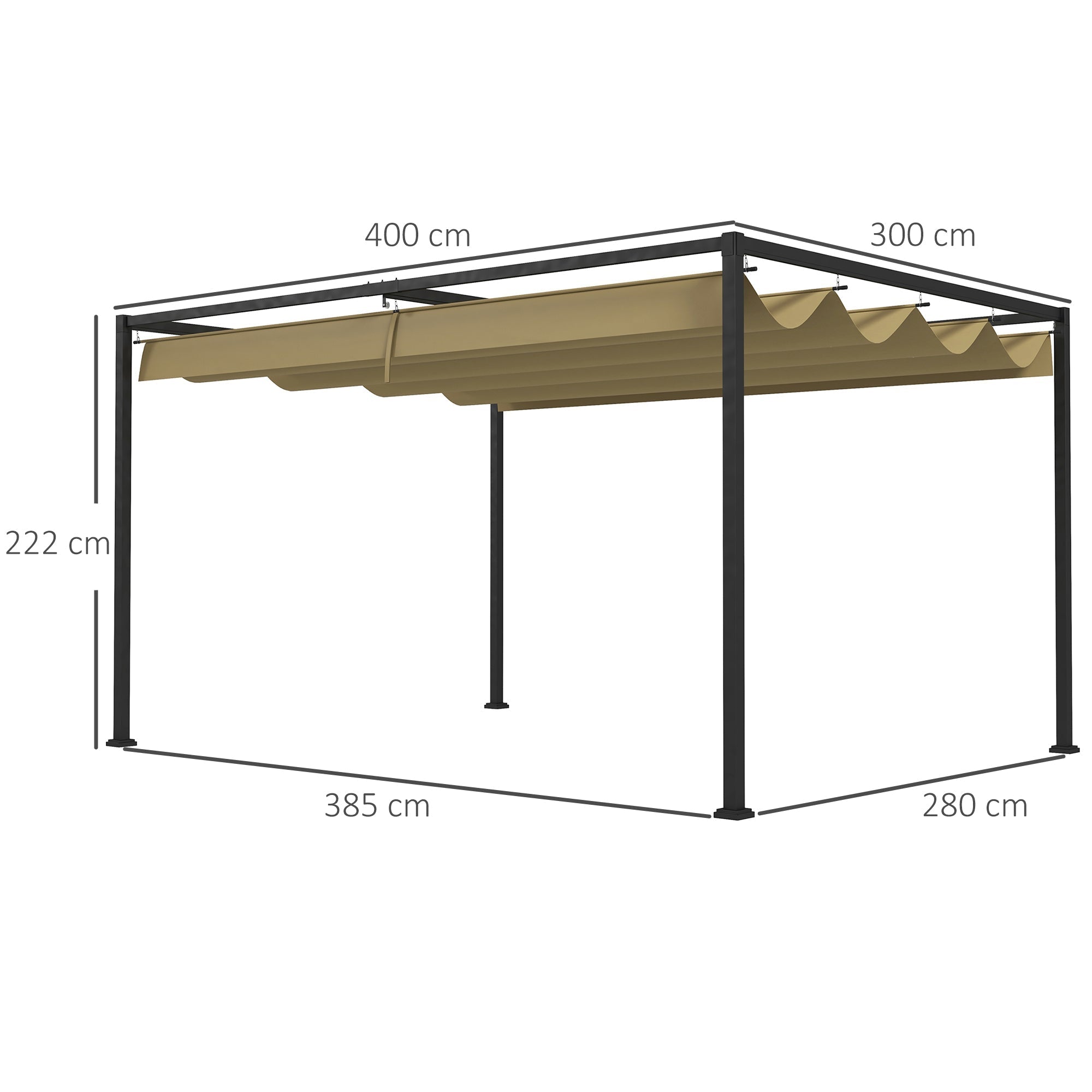 Pergola Garden Pavilion 4x3m Adjustable Roof Steel Khaki