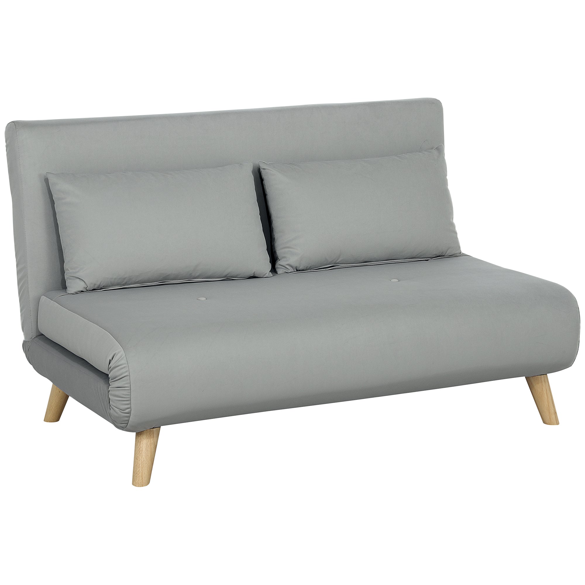 Recliner chair, folding bed with bed function, lumbar cushion, adjustable, up to 250 kg, gray velvet