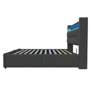 N623P306950E Upholstered Bed, Storage Headboard & USB Port, Gray Linen