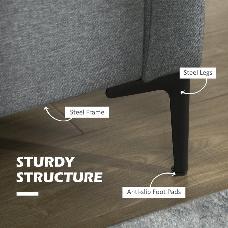 Two-Seater Sofa Steel Legs Grey