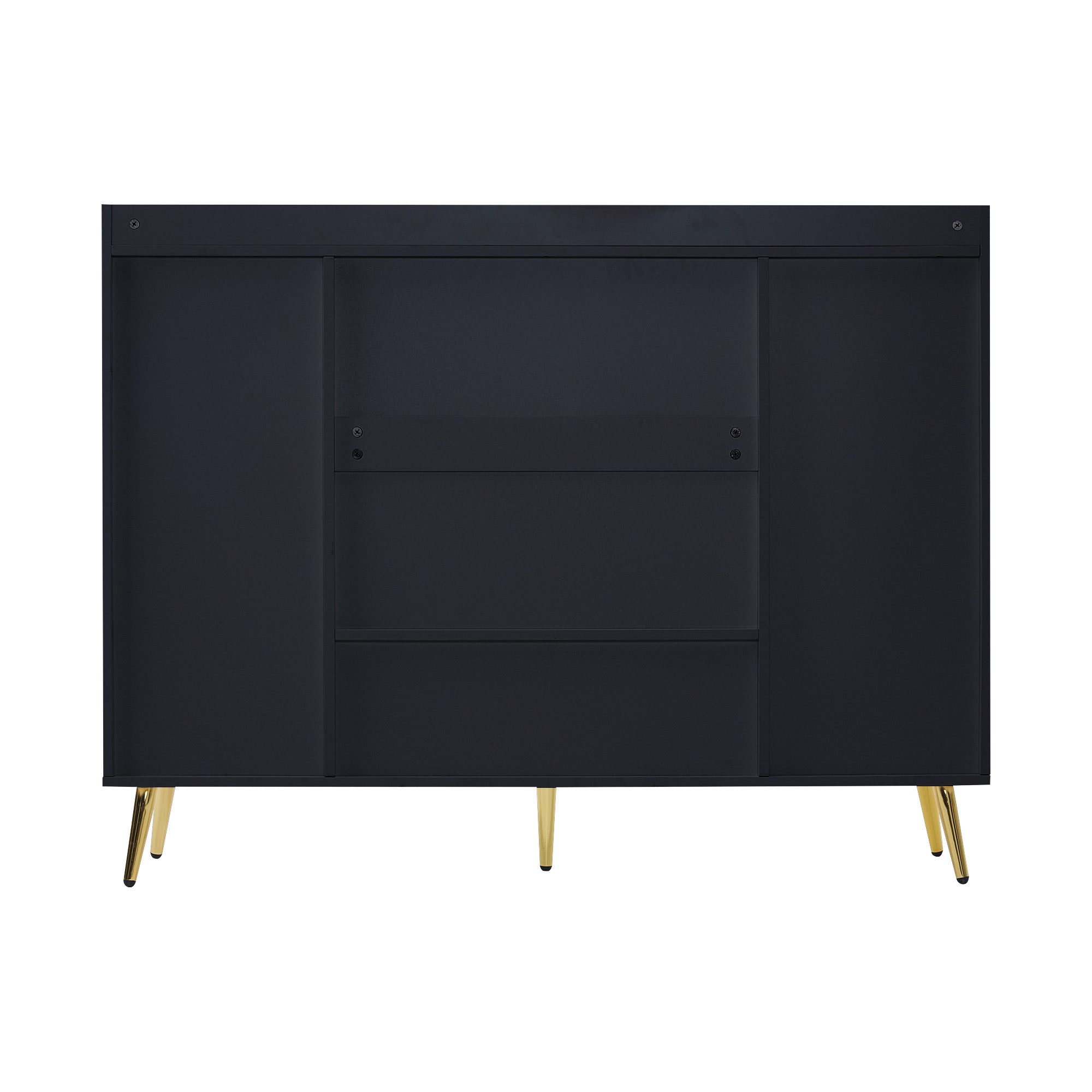 Shoe Cabinet, Shoe Rack with 2 Drawers and 4 Doors, Metal Feet, Black