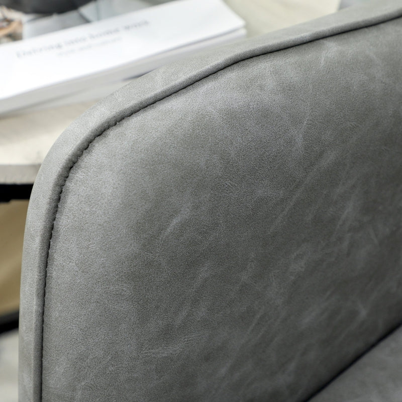 Two-Seater Sofa Marble-Effect Faux Leather, Grey