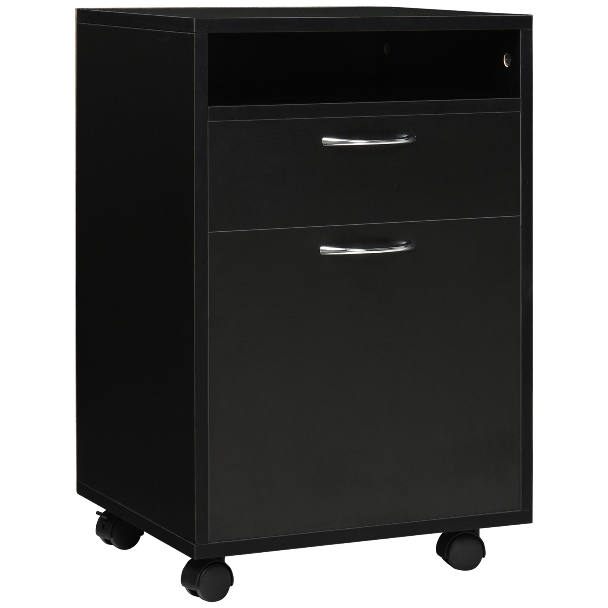 Mobile Filing Cabinet with Drawer, Space-Saving, Functional, Black