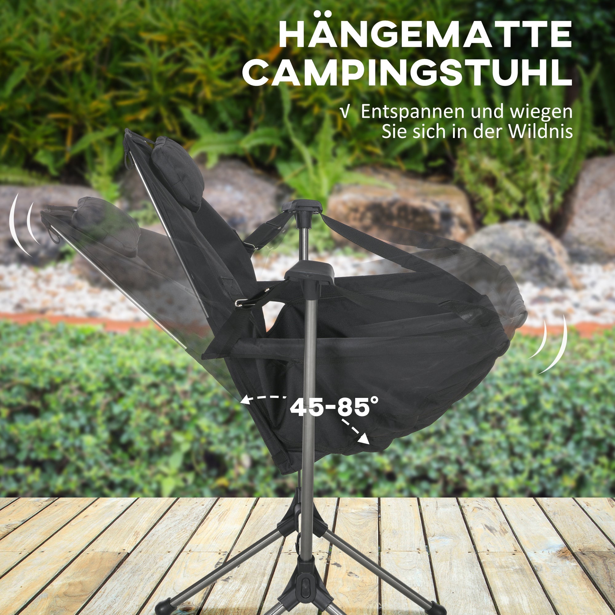 Hammock Camping Chair, Foldable 120kg, Black Oxford