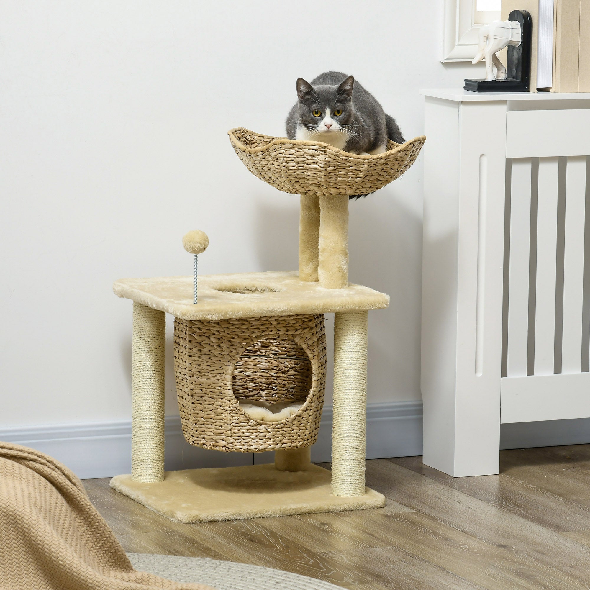 Cat Scratching Post, 74 cm Cat Tree with Cave, Beige