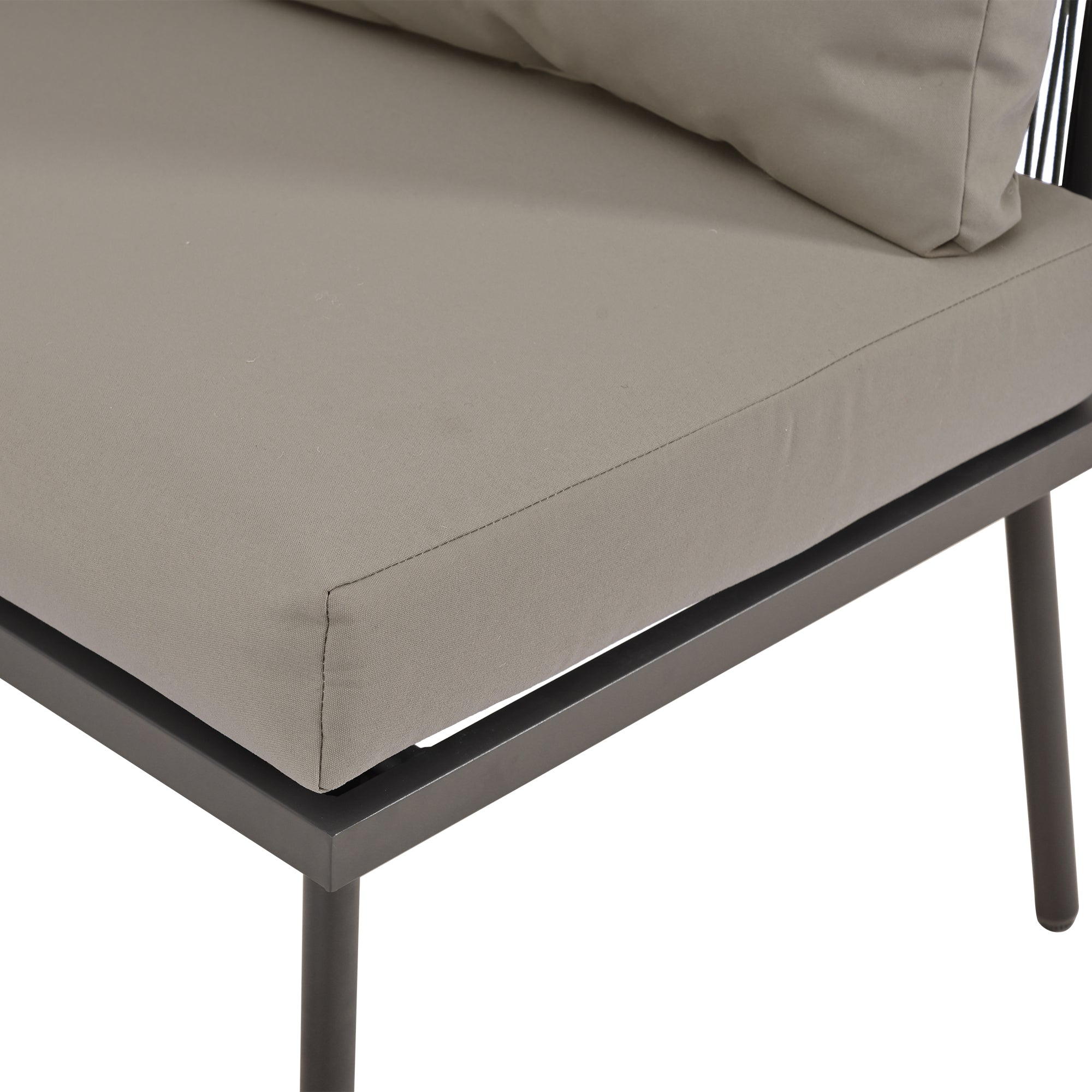 Garden Lounge Set L-Shaped 2 Sofas 1 Table Adjustable Feet Grey Rope/Iron