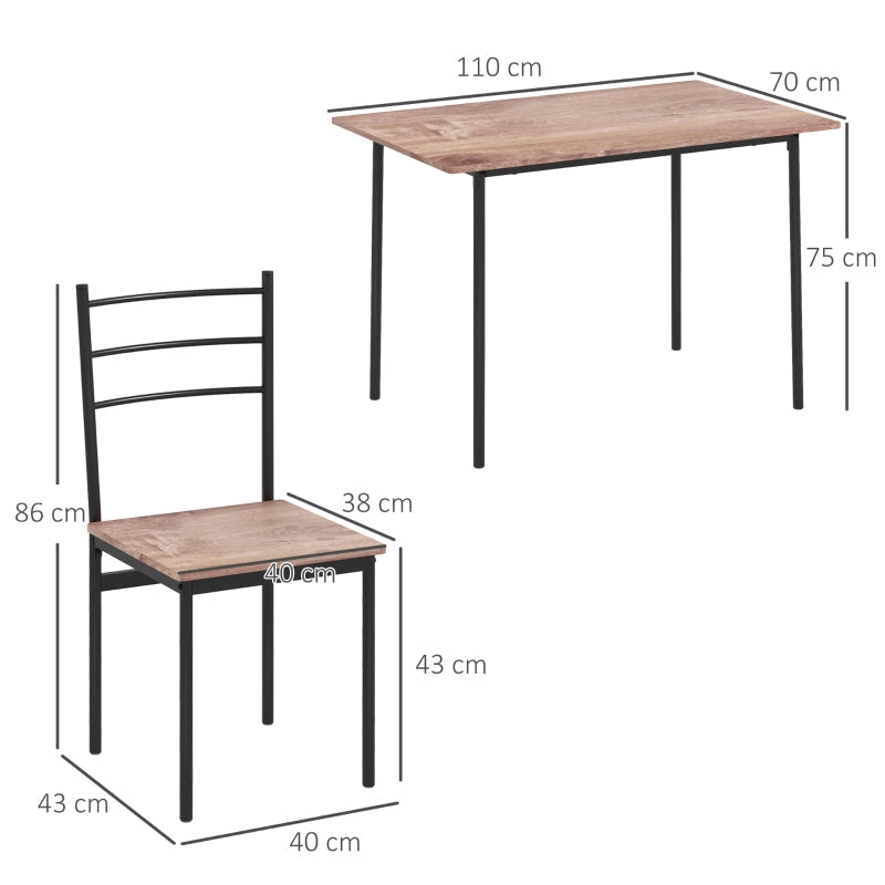 5 Piece Dining Set, Space Saving Table and 4 Chairs, Black Steel Frame