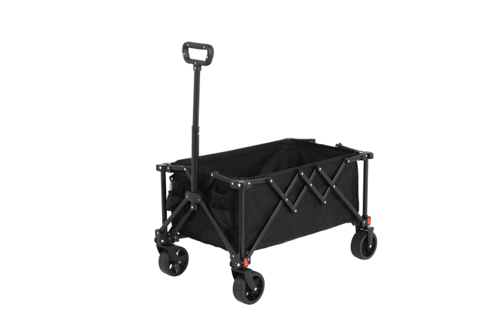 Folding Wagon Cart with All Terrain Wheels, Heavy Duty, Adjustable Handle, Black
