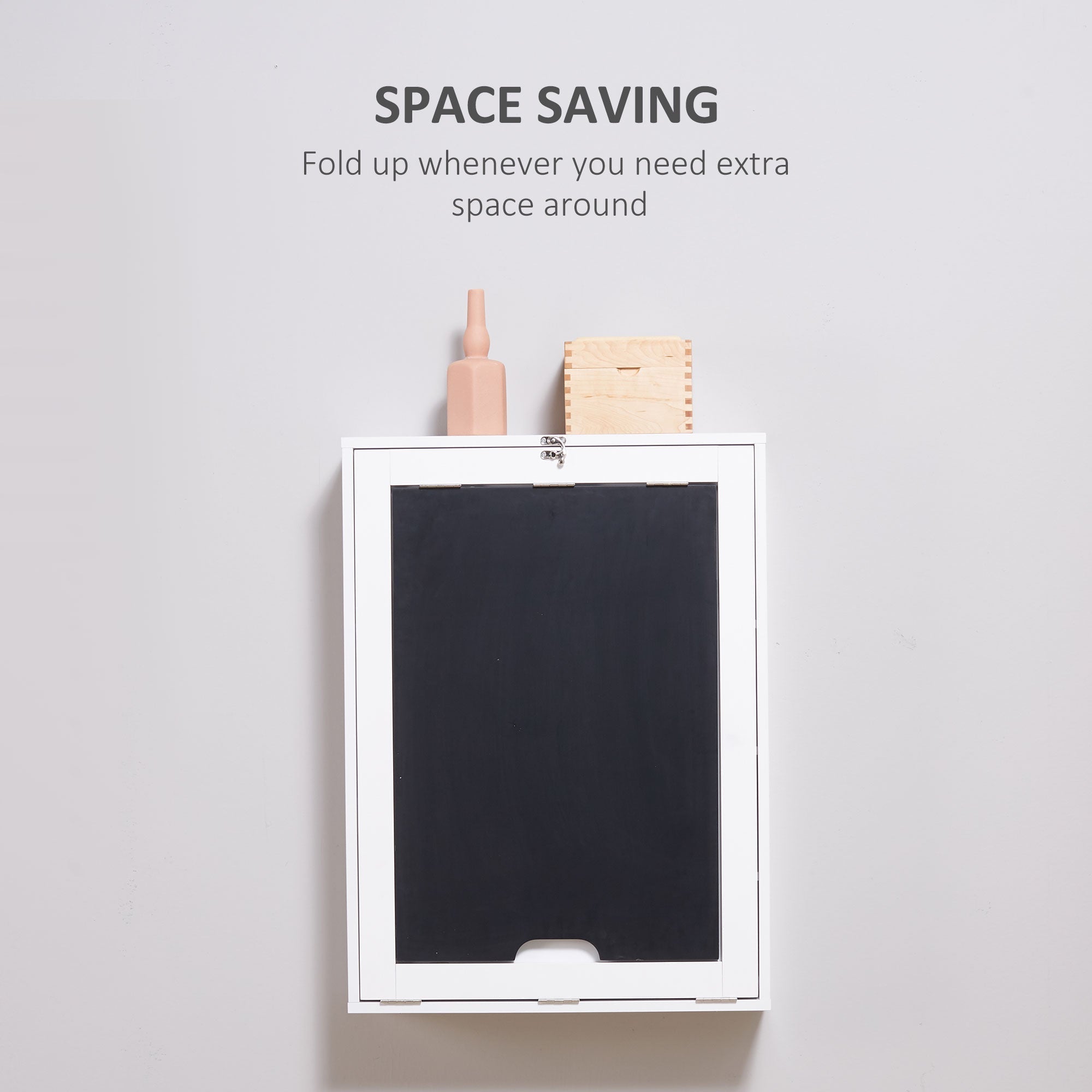 Folding Wall-Mounted Drop-Leaf Table Convertible Chalkboard Storage Floating Desk White