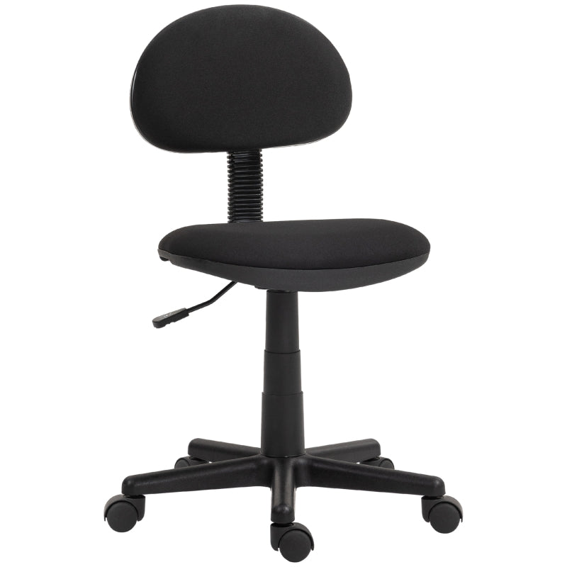 Small Armless Office Chair Adjustable Height Swivel Polyester Black