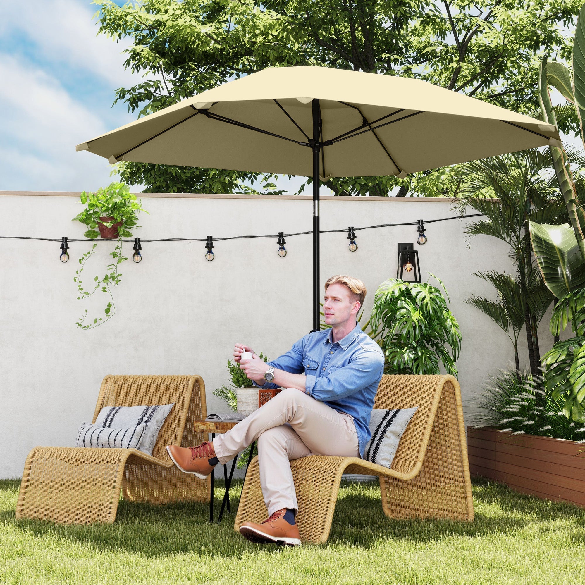 Parasol, Octagonal Folding Beach Patio, Beige