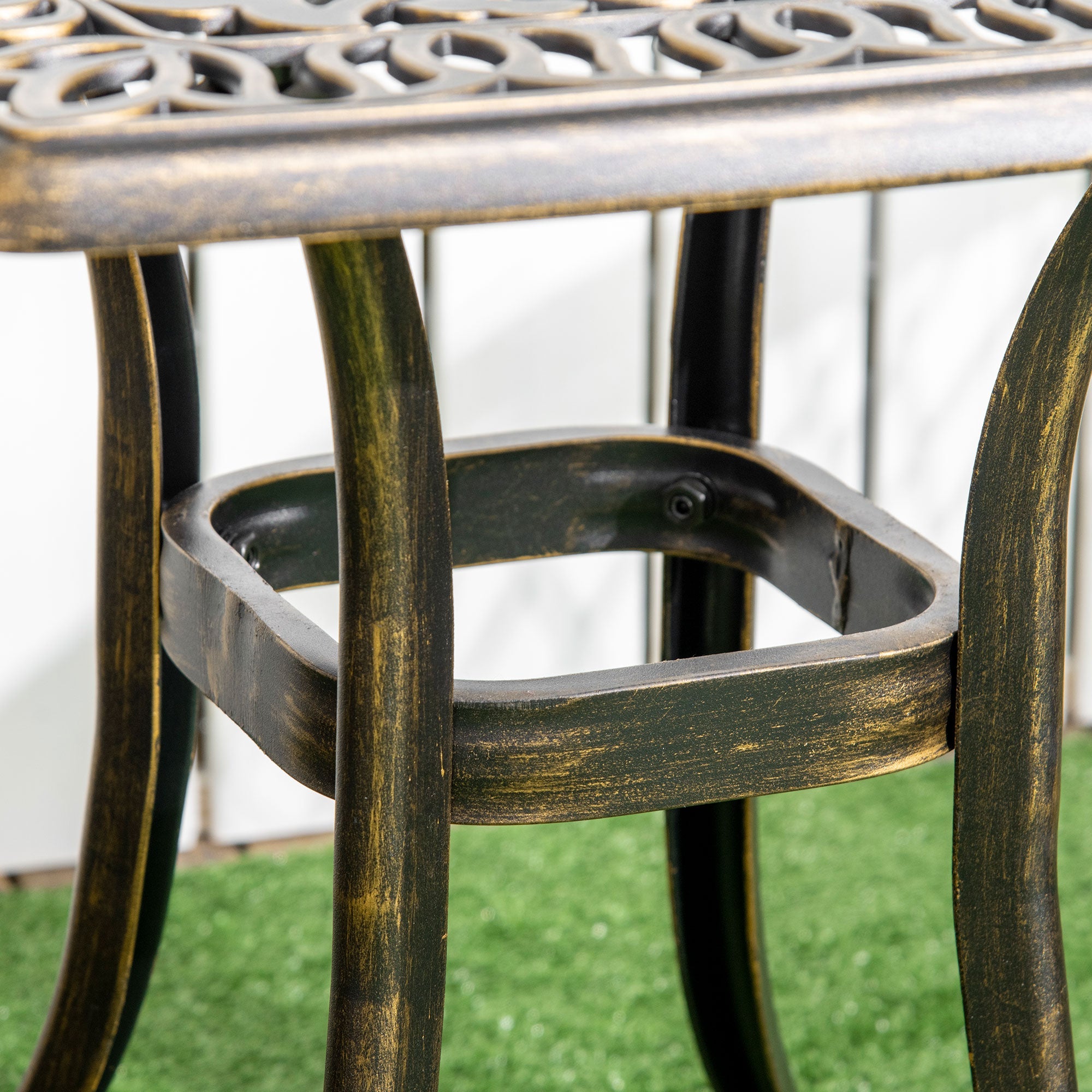Side Table/Patio Table 54x54x52.5cm Parasol Hole Aluminum Frame Bronze