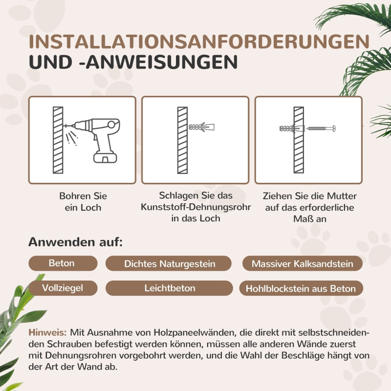 Katzen-Treppenset, 4-teilig, Sisalstufen, Doppelplattform, Hellgrau/Cremeweiß