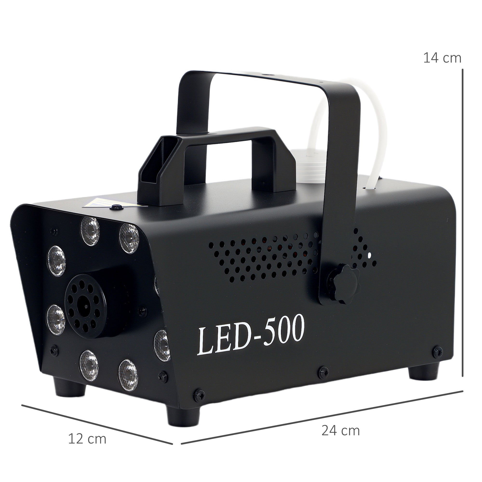 Fog machine 450W with 13 colored LED lights and RGB effect, wired and wireless remote controls
