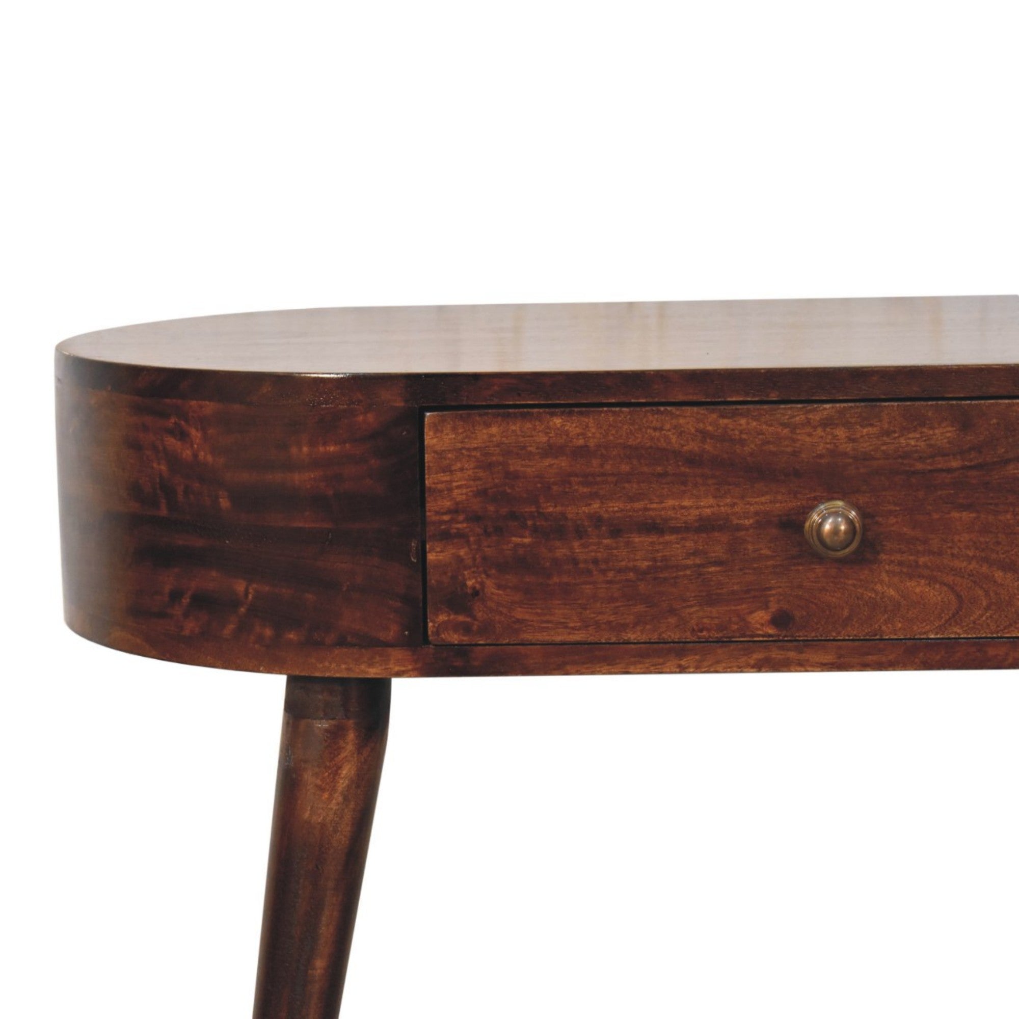 Solid Wood Console Table with 1 Drawer, Rounded, California Walnut Brown