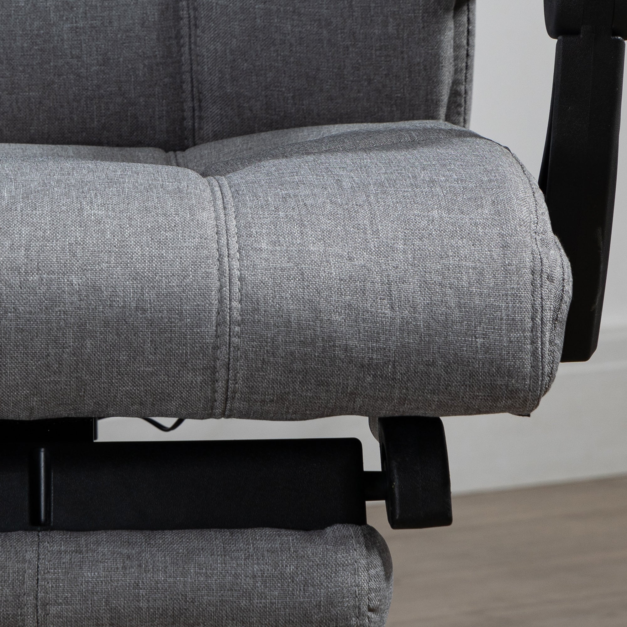 Office Chair, Ergonomic Massage Lumbar Heating Footrest Headrest Adjustable, Polyester Grey