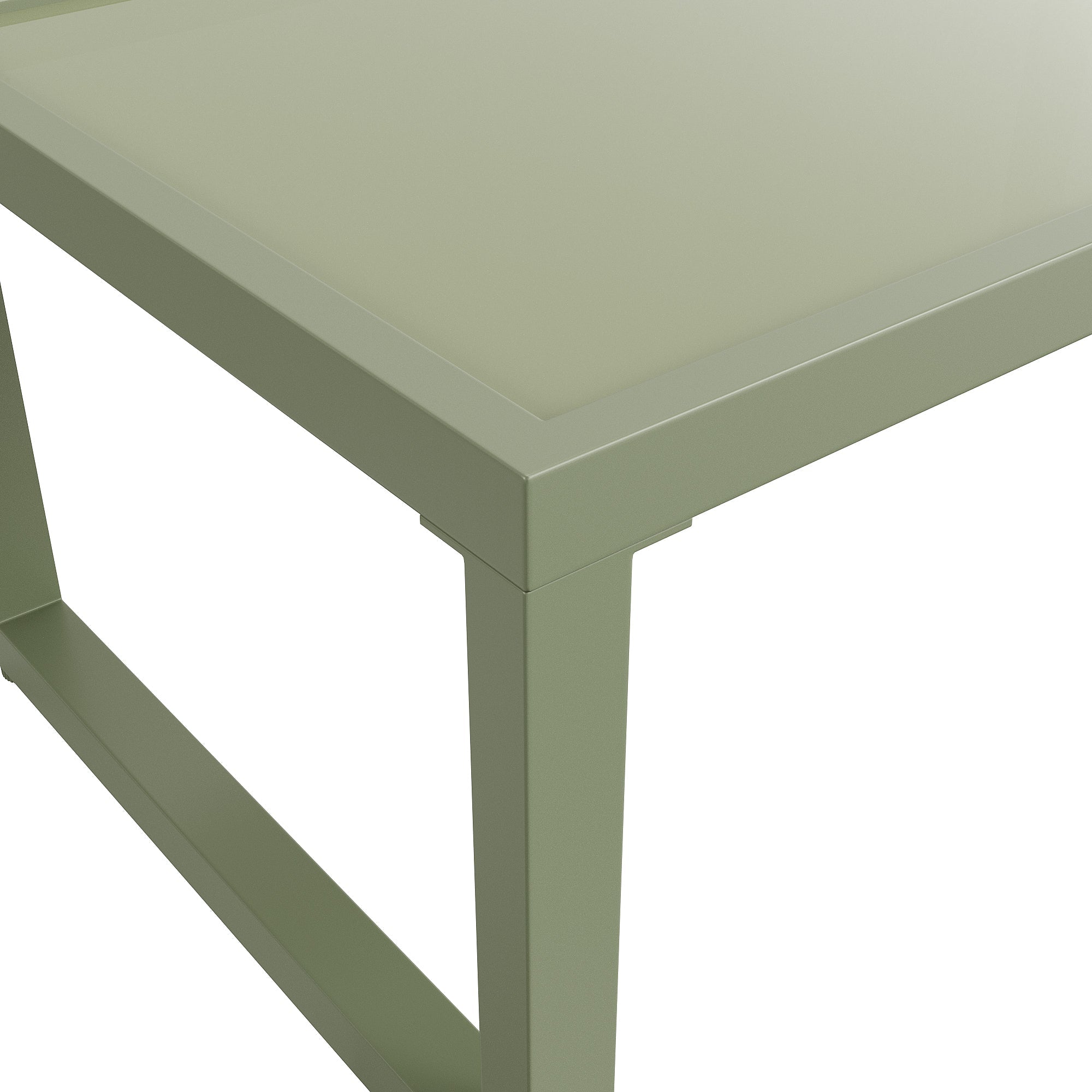 Garden Lounge Chair Set 4-Piece Rope/Iron Frame Glass Top - Green