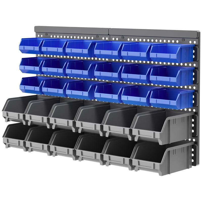 Storage Rack, Workshop Storage 30 Stackable Boxes 63x18x37.5cm, Blue