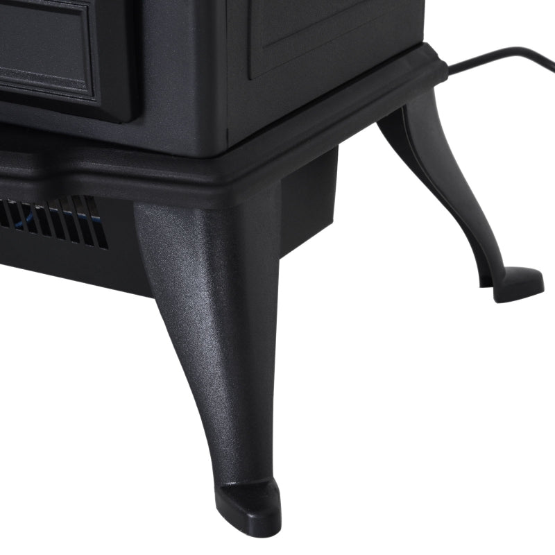 Electric Stove Heater, Realistic Flame Effect 2000W Portable Freestanding with Adjustable Thermostat, Black