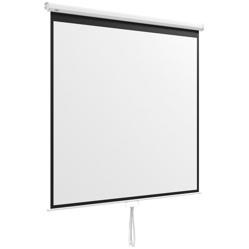 Projector Screen, 178x178cm, 99-inch, 1:1, HD 4K, for Home Theater, Office, Presentations, Plastic