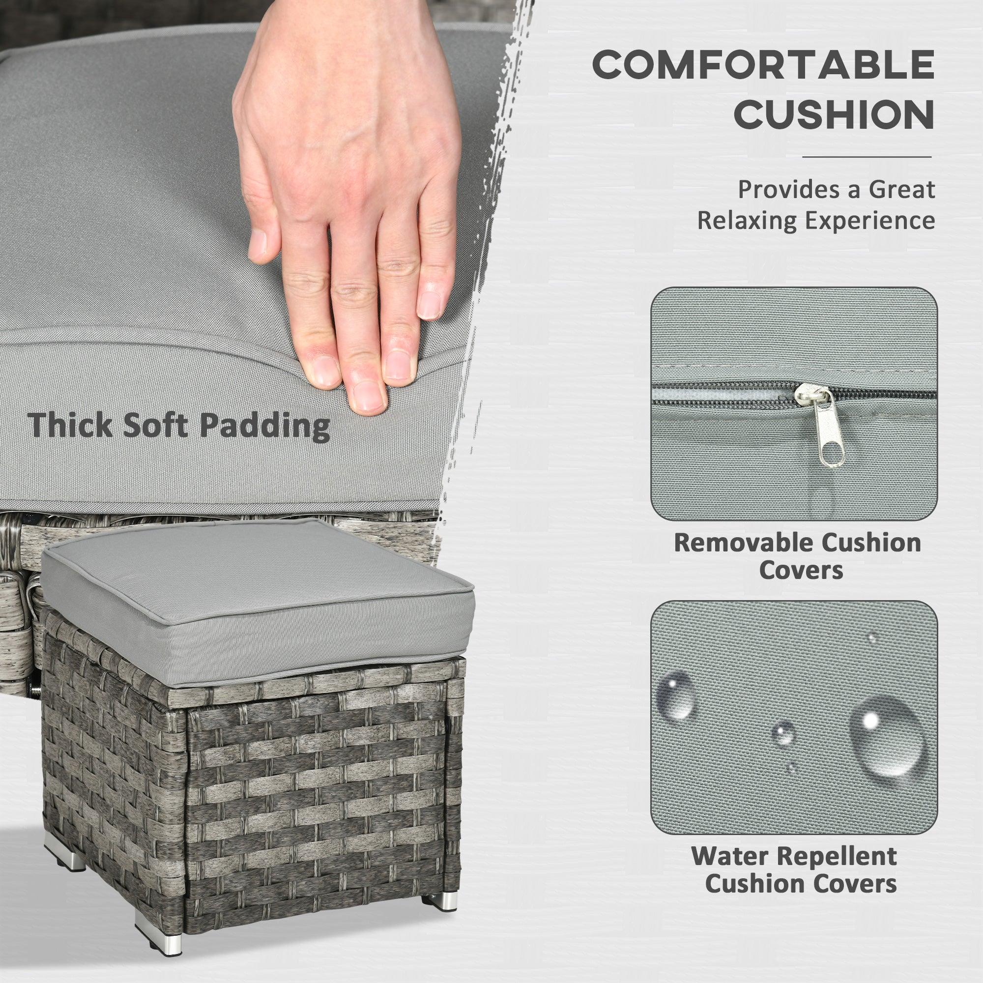 Seven-Piece Firepit Table Rattan Sofa Set - Grey