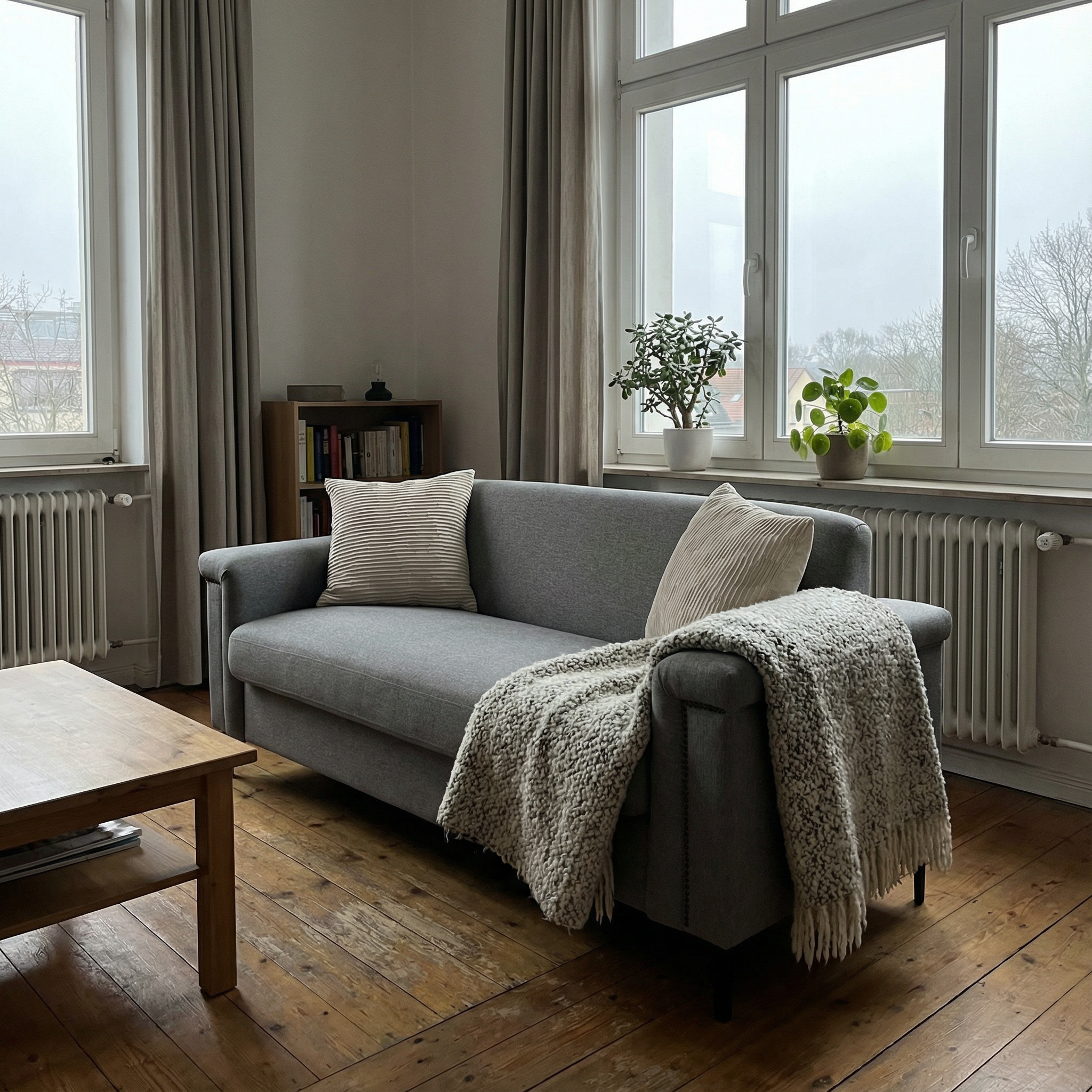 Sofa Scandinavian Elegant Solid Wood Frame - Linen Fabric