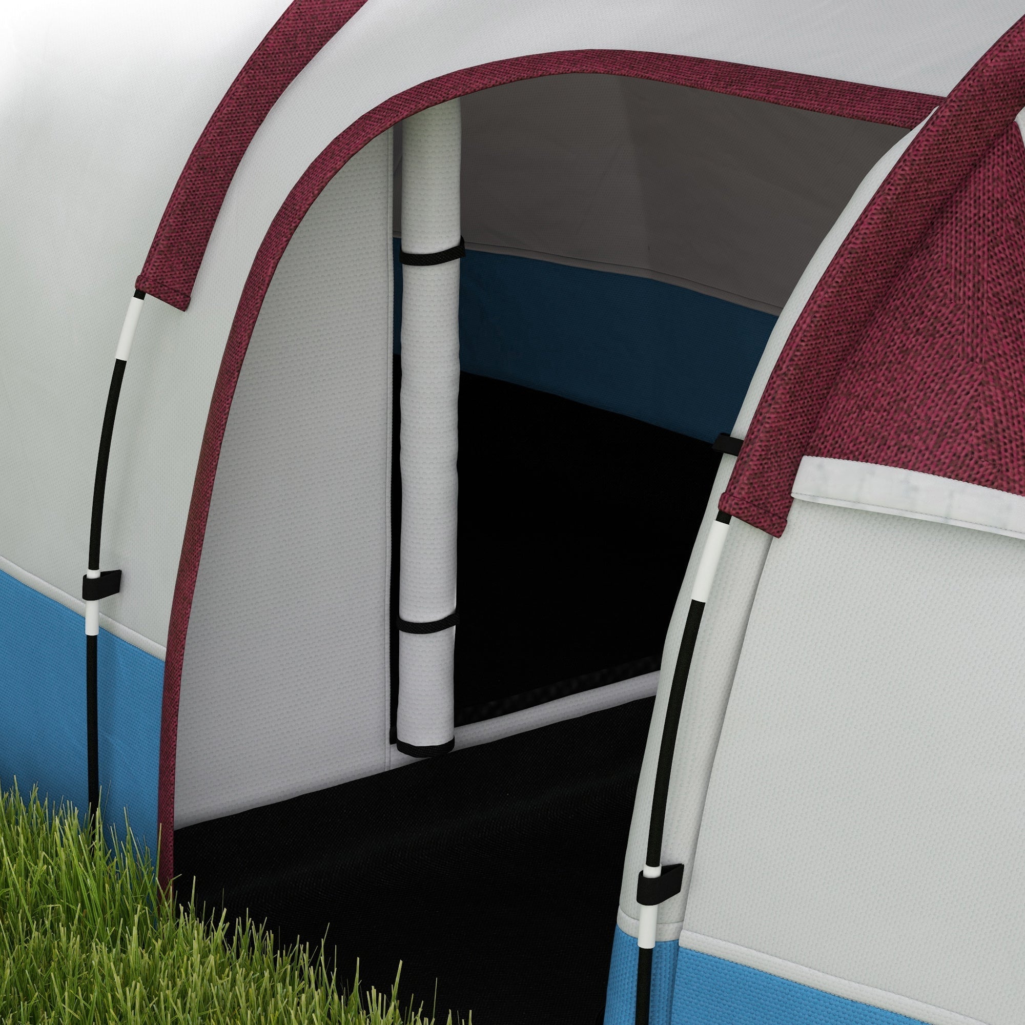 Campingzelt, 3-Personen-Tunnelzelt, Lichthaken & 2 Räume, Rot