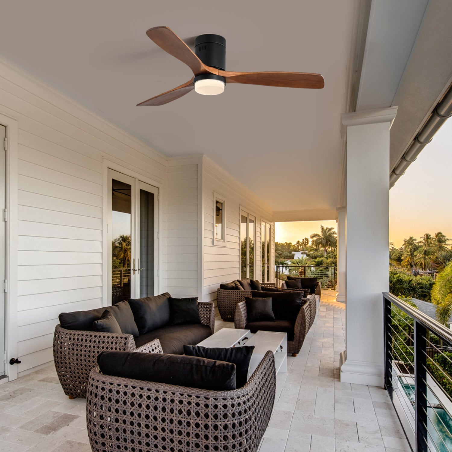 52-inch Ceiling Fan, Light, Silent Reversible Motor, Solid Wood Blades