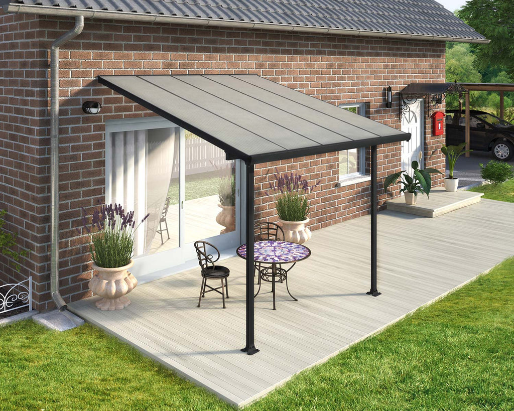 Feria 10 ft. x 10 ft. Patio Cover Kit - Grey Structure & Clear Twin Wall Panels - Rathwood Store