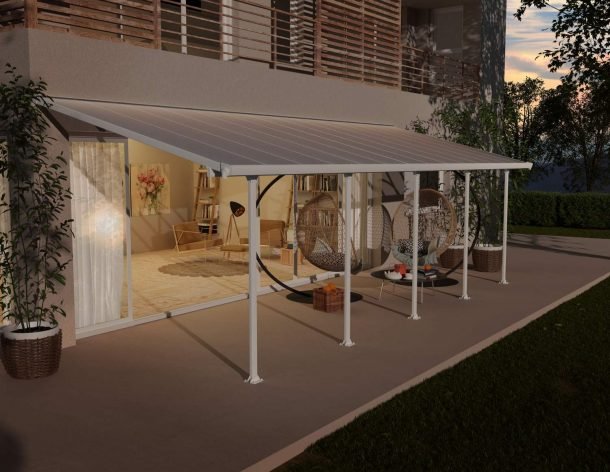 Feria 10 ft. x 28 ft. Patio Cover Kit - Grey Structure & Clear Twin Wall Panels - Rathwood Store