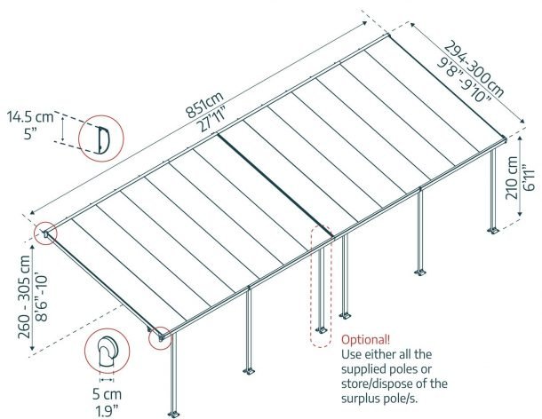 Feria 10 ft. x 28 ft. Patio Cover Kit - Grey Structure & Clear Twin Wall Panels - Rathwood Store