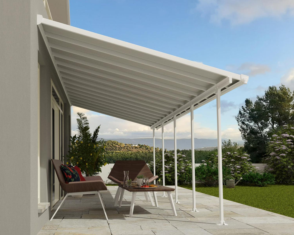 Feria 10 ft. x 28 ft. Patio Cover Kit - Grey Structure & Clear Twin Wall Panels - Rathwood Store