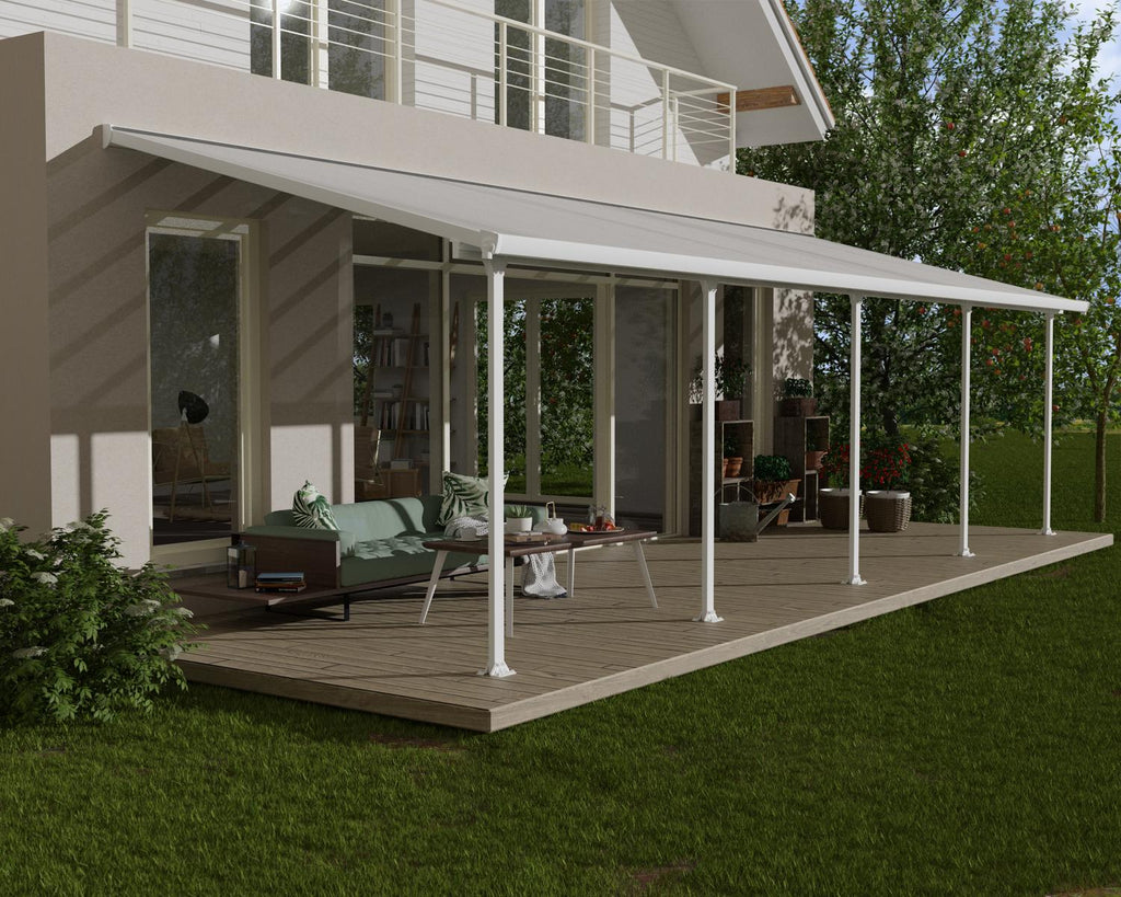 Feria 10 ft. x 30 ft. Patio Cover Kit - White Structure & Clear Twin Wall Panels - Rathwood Store