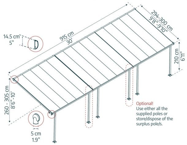 Feria 10 ft. x 30 ft. Patio Cover Kit - White Structure & Clear Twin Wall Panels - Rathwood Store