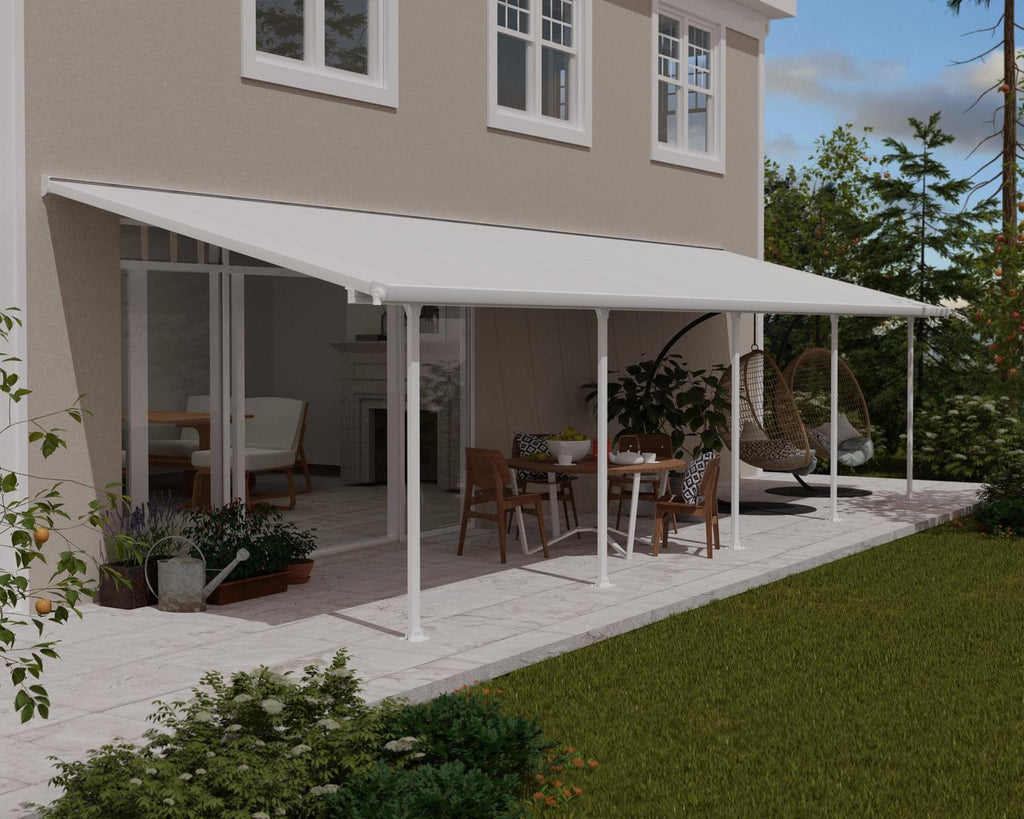 Feria 10 ft. x 32 ft. Patio Cover Kit - Grey Structure & Clear Twin Wall Panels - Rathwood Store