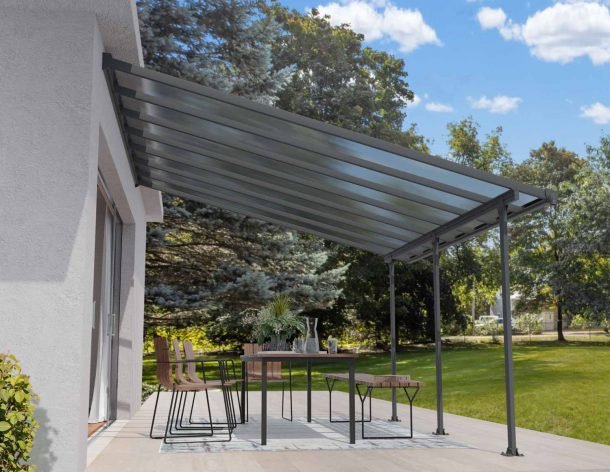 Feria 13 ft. x 14 ft. Patio Cover Kit - Grey, Clear Twin wall - Rathwood Store