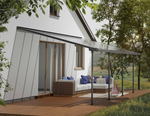 Feria 13 ft. x 20 ft. Patio Cover Kit - Grey, Clear Twin wall - Rathwood Store