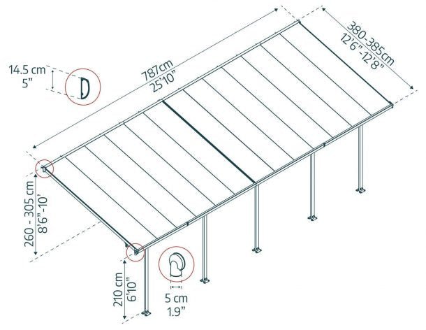Feria 13 ft. x 26 ft. Patio Cover Kit - White, Clear Twin Wall - Rathwood Store