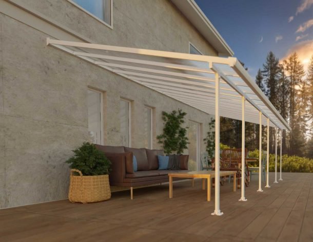 Feria 13 ft. x 28 ft. Patio Cover Kit - White, Clear Twin Wall - Rathwood Store
