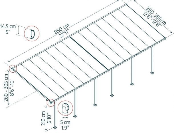 Feria 13 ft. x 28 ft. Patio Cover Kit - White, Clear Twin Wall - Rathwood Store