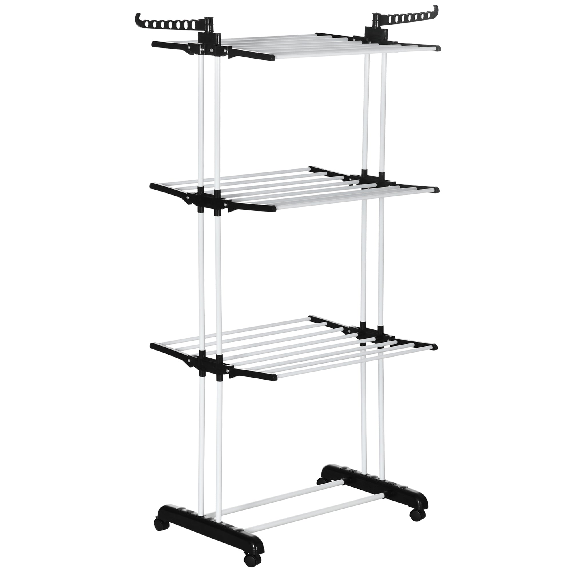 Clothes Drying Rack, Tower-Style 4 Levels Extendable with Wheels, Blac ...