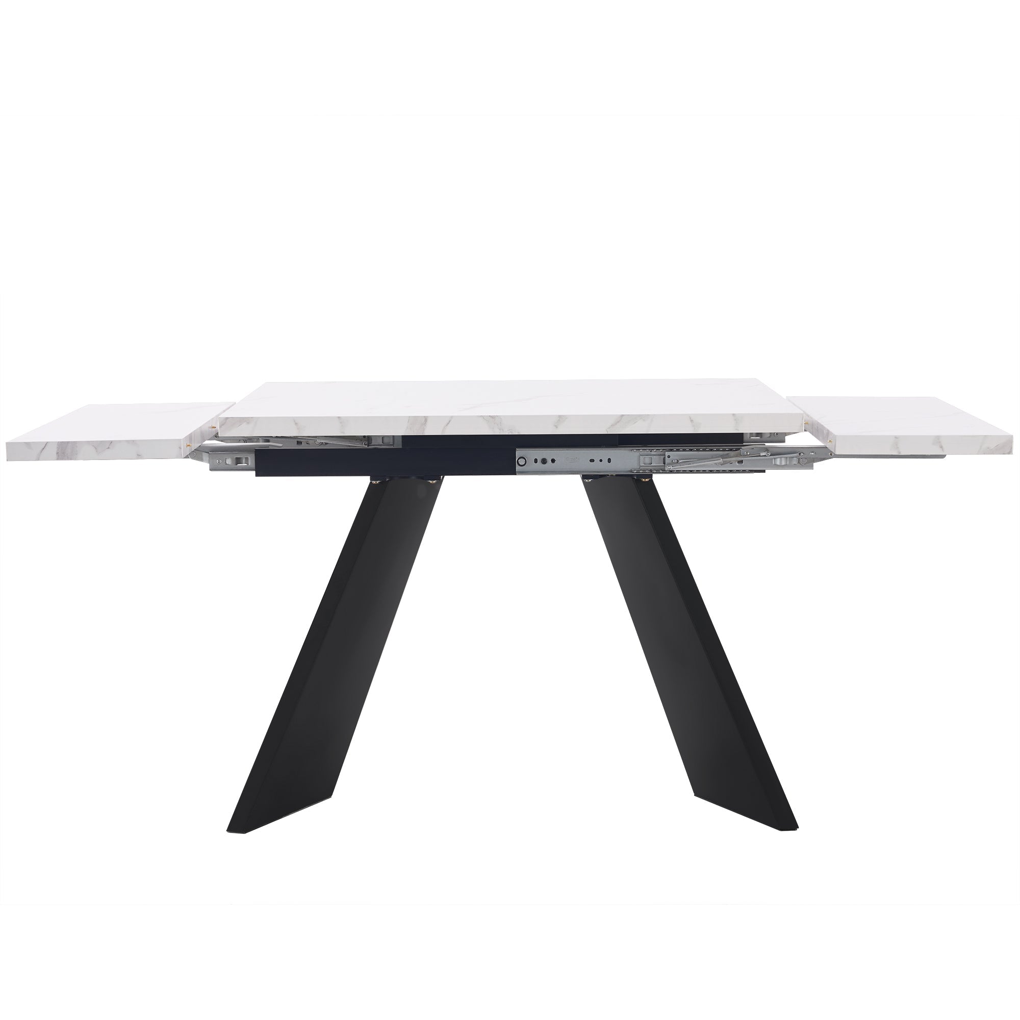 5-Piece Dining Set Extendable Table 160x80cm with 4 Grey Velvet Chairs White